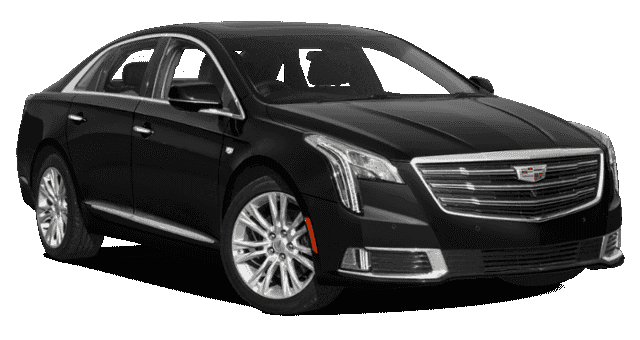 Black car Cadillac XTS limo sedan 3 people